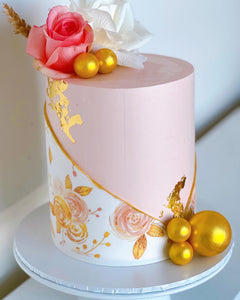 FLOWERS & SPHERES THEMED CAKE (Gold Edition)