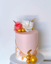 Load image into Gallery viewer, FLOWERS &amp; SPHERES THEMED CAKE (Gold Edition)