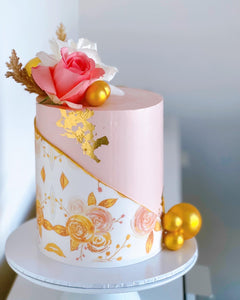 FLOWERS & SPHERES THEMED CAKE (Gold Edition)