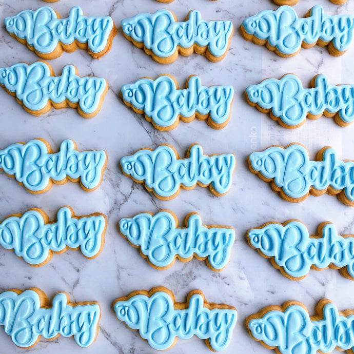 Baby Text Fondant Cookies