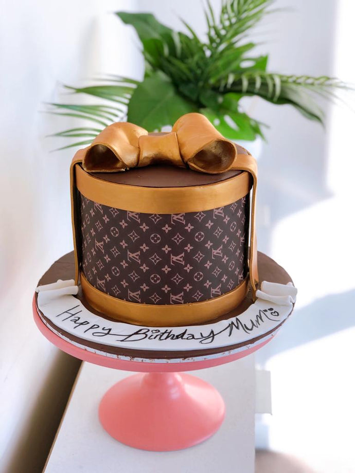 Louis Vuitton Cake Decorated with Custom Stencil 
