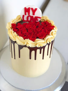 Chocolate Drip Buttercream Birthday Cake With Roses