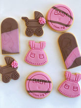 Load image into Gallery viewer, Baby Shower Cookies - Dress &amp; Pram (Pink)