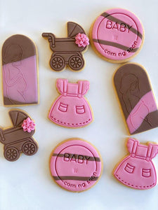Baby Shower Cookies - Dress & Pram (Pink)