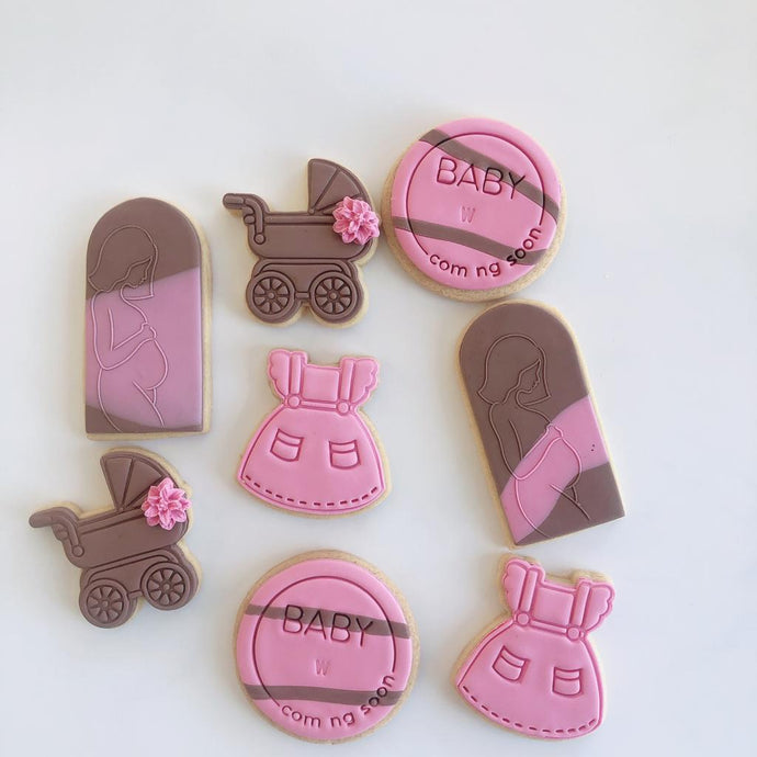 Baby Shower Cookies - Dress & Pram (Pink)