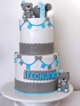 Load image into Gallery viewer, Two-Tier Birthday Cake (One Year Old Teddy Bear Theme)