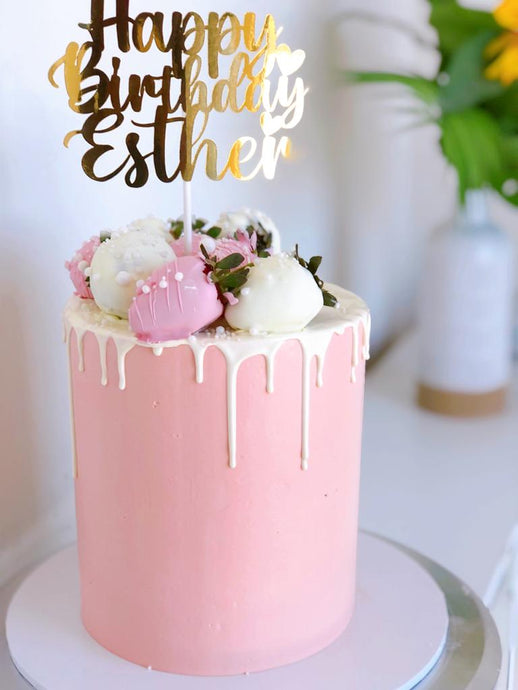 Chocolate Drips And Strawberry Toppings Buttercream  Cake