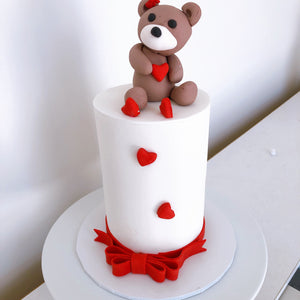 Valentine Themed Cake - Teddy topper
