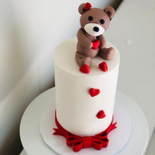 Load image into Gallery viewer, Valentine Themed Cake - Teddy topper